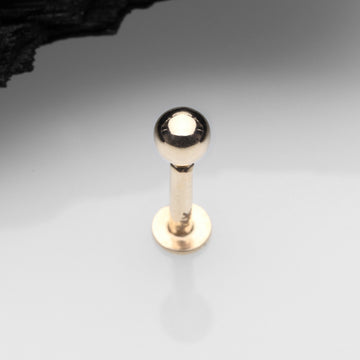 Detail View 1 of 14 Karat Gold OneFit Threadless Ball Top Flat Back Stud Labret